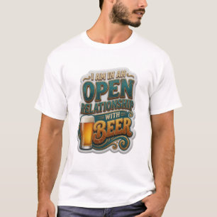 Camiseta Elegante ESTOU NUM RELACIONAMENTO ABERTO COM CERVE