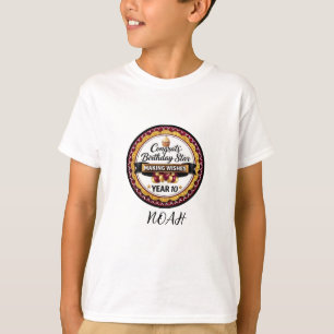 Camiseta Elegante Estrela de Aniversário Pessoal com Brilho