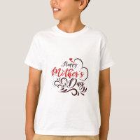 Elegante Feliz Dia das Mães Tee de Coração Floral