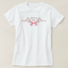 Camiseta Elegante Flor de Cerejeira Sakura com Laço de Fita