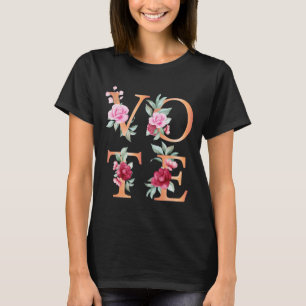 Camiseta Elegante Flor de Pêssego Feminino Vá Votar