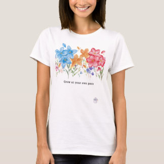 Camiseta Elegante Flor Silvestre Aquarela Cresça no Seu Pró