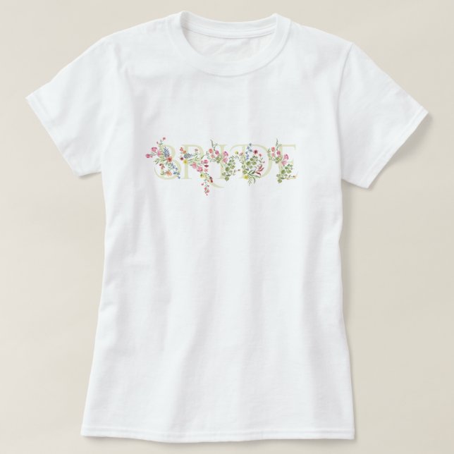 Camiseta elegante floral de casamento primavera NOIVA Chá d (Frente do Design)