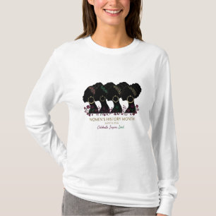 Camiseta Elegante Floral Mês da História das Mulheres Negra
