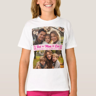 Camiseta Elegante Foto Texto Dia das Mães Aquarela Rosa
