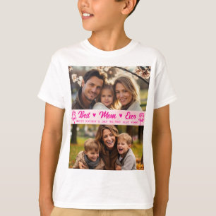 Camiseta Elegante Foto Texto Dia das Mães Aquarela Rosa