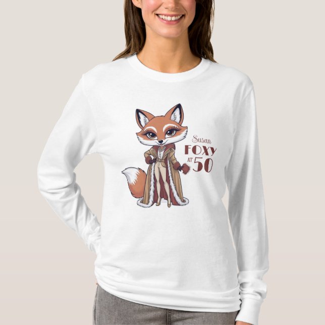 Camiseta Elegante Fox 50th Festa de aniversário | Foxy A 50 (Frente)