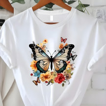 Elegante Gráfico Floral de Borboleta da Natureza
