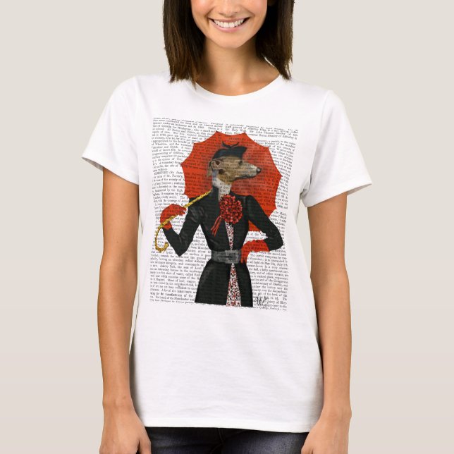 Camiseta Elegante Greyhound e Red Umbrella 2 (Frente)