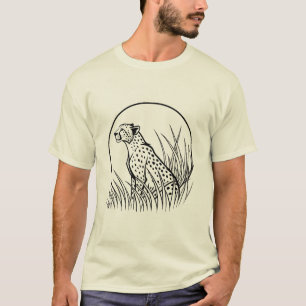 Camiseta Elegante Guepardo em Grama Alta - Arte da Vida Sel