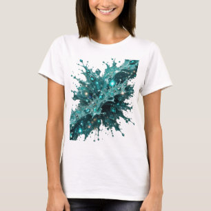 Camiseta Elegante JOIAS AZUIS de Prata EM RESPINGO DE ÁGUA