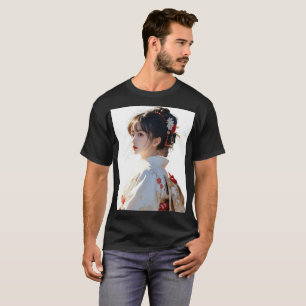 Camiseta Elegante Kimono Girl Art Impressão - Inspirada no
