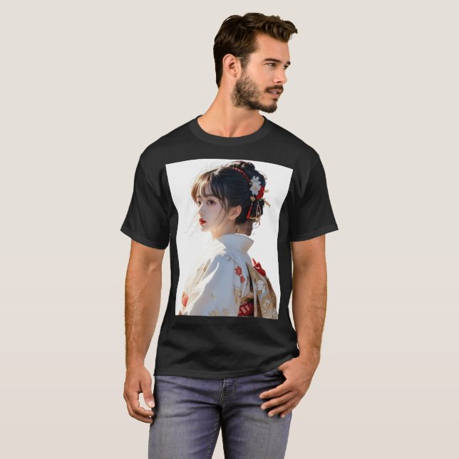 Camiseta Elegante Kimono Girl Art Impressão - Inspirada no  (Frente Completa)