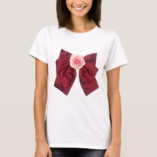 Camiseta • Elegante Laço Coquette Marrom com Rosa Rosa