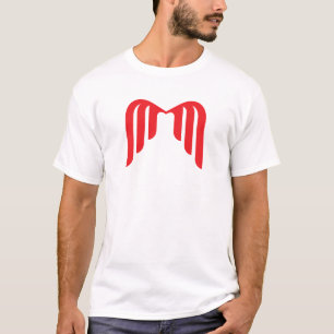 Camiseta Elegante Letra M Geométrica Vermelha