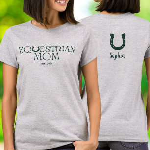 Camiseta Elegante Mãe Equestre Vintage Desde Nome Costas