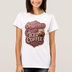 Camiseta Elegante Motivo Artístico POWERED BY ICED COFFEE e