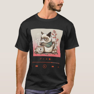 Camiseta Elegante Neko Em Japonês Kimono