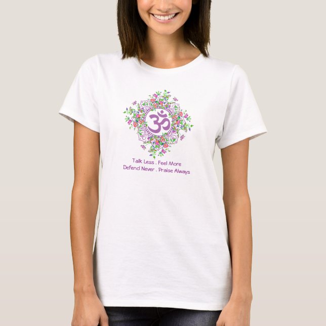 Camiseta Elegante ohm chakra floral zen (Frente)