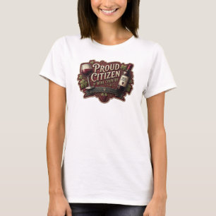 Camiseta Elegante Ouro CIDADÃO ORGULHOSO DO PAÍS DO VINHO