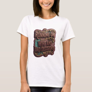 Camiseta Elegante Ouro CORRENDO EM VINHO E MÁS DECISÕES v2
