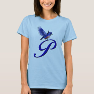 Camiseta Elegante P inicial do Monograma do Bluebird