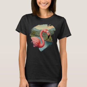 Camiseta Elegante paraíso tropical rosa flamingo