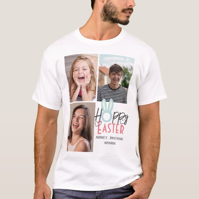 Camiseta elegante Páscoa moderna, terceira colagem fotográf (Frente)