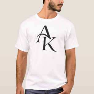 Camiseta Elegante Preta com Monograma AK Inicial
