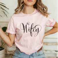 Elegante Preta Wifey Escrito Rosa Feminino
