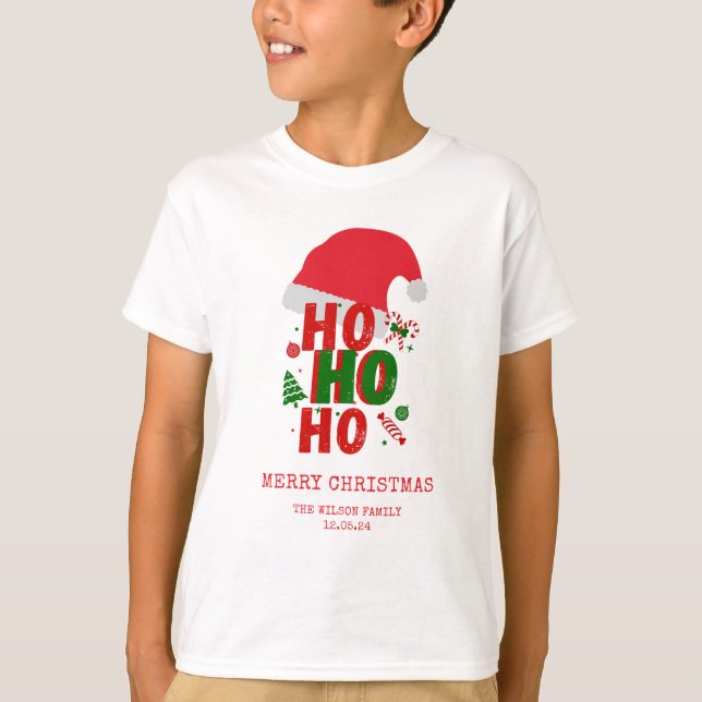 Camiseta Elegante Red Green White Feliz Natal (Frente)