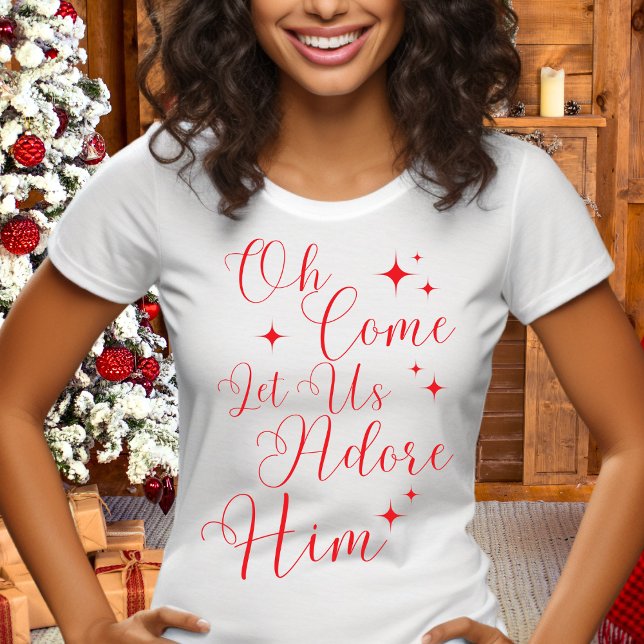 Camiseta Elegante Red Script Classic Carol Feliz Natal (Criador carregado)