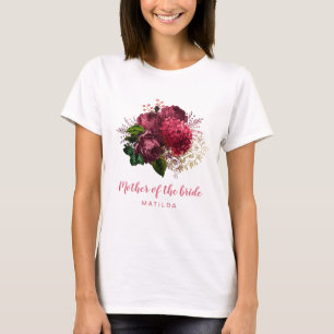 Camiseta Elegante rosa dourado, mãe floral da noiva
