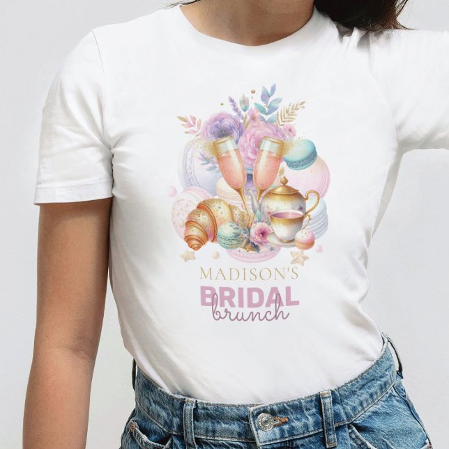 Camiseta Elegante Rosa Pastel Dourado Brilho Casamento Brun (Criador carregado)