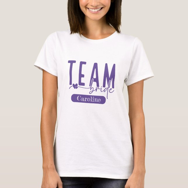 Camiseta Elegante Roxa Personalizável para Equipe  (Frente)