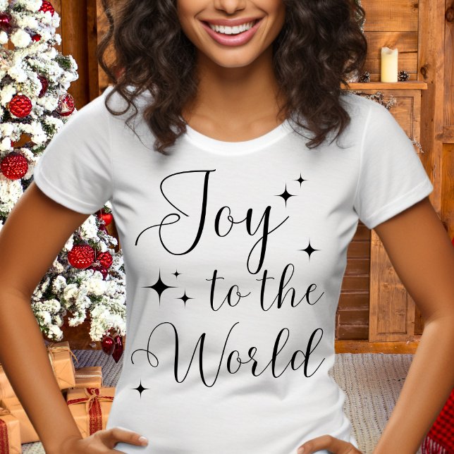 Camiseta Elegante Script Joy para o Feliz Natal do Mundo (Criador carregado)