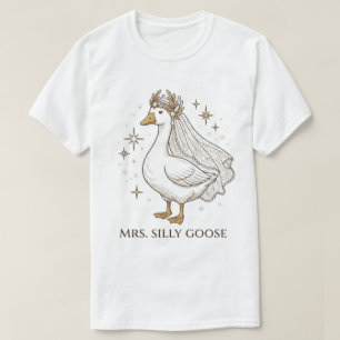 Camiseta Elegante Senhora Silly Goose Design de Noiva Casam