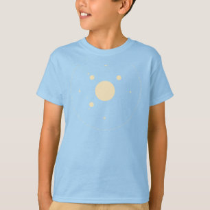Camiseta Elegante Sistema Solar Minimalista Planetas e Estr