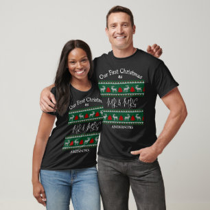 Camiseta Elegante, Sr. e Sra. Script, Casal Natal