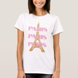 Camiseta Elegante Torre Eiffel Parisiense Paris em Rosa
