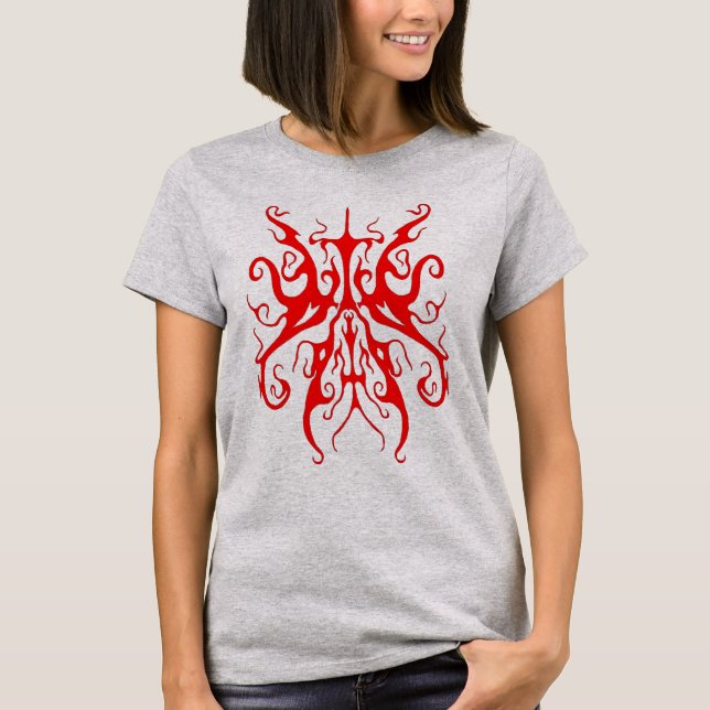 Camiseta Elegante Tribal Tattoo Design - vermelho (Frente)