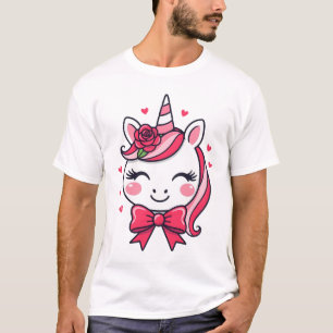 Camiseta Elegante Unicórnio Kawaii do Dia dos Namorados