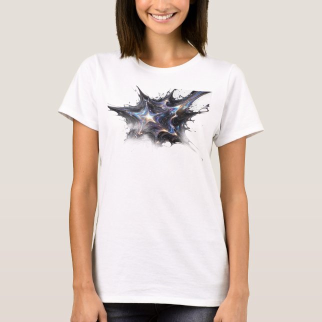 Camiseta Elegantes Estrelas Abstratas em Ouro Design Origin (Frente)