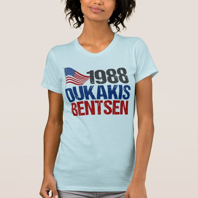 Camiseta Eleição 1988 retro de Dukakis Bentsen (Frente)