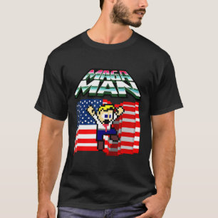 Camiseta Eleição 2024: Bandeira Americana Mega Man Engraçad