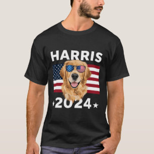 Camiseta Eleição Kamala Harris 2024 Ouro Retriever Dog U