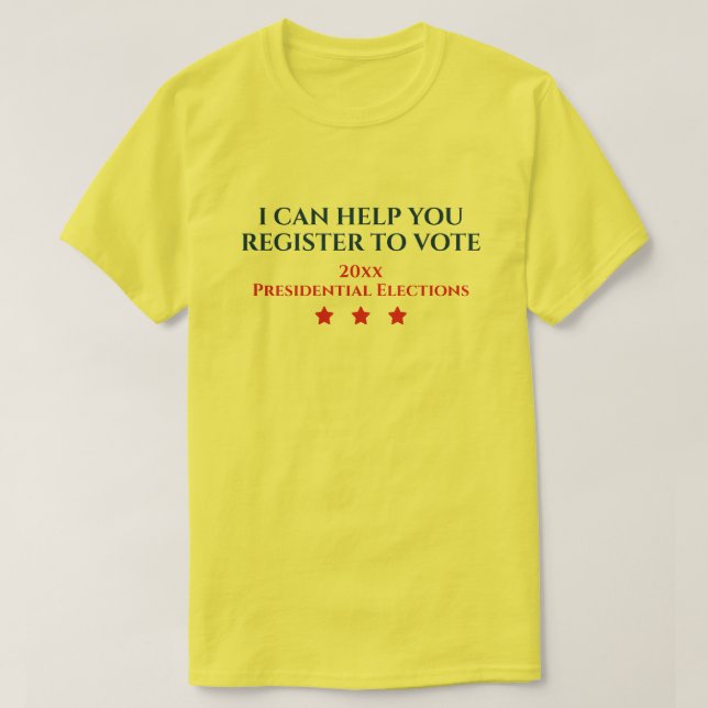 Camiseta Eleição Presidencial | POSSO AJUDÁ-LO A REGISTRAR (Frente do Design)