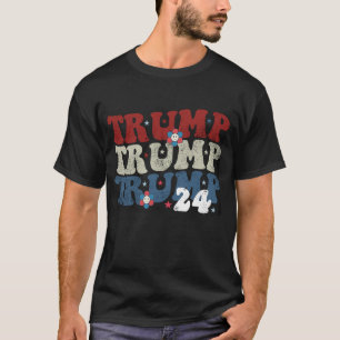 Camiseta Eleição Trump Retro Groovy Flor 24 2024