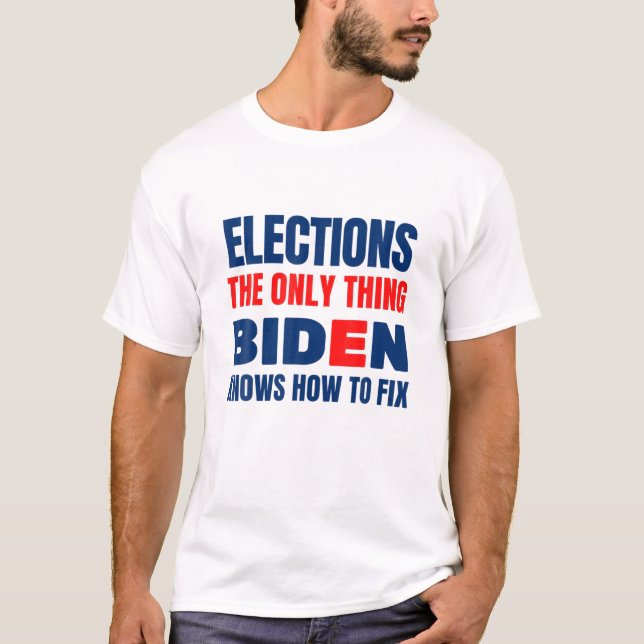 Camiseta Eleições A Única Coisa Que O Biden Sabe Como Corri (Frente)