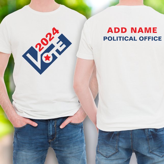 Camiseta Eleições na Campanha Política Personalizada Votaçã (The year, name, & office can be personalized for your campaign .)